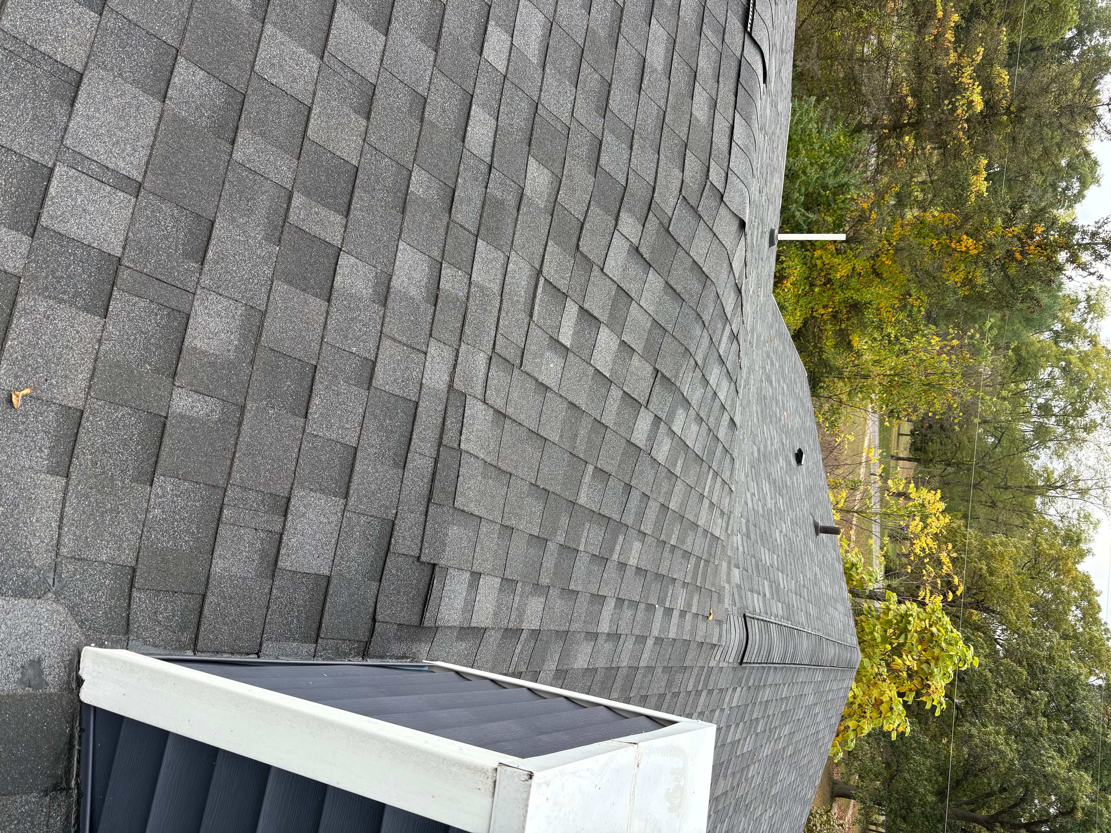 Completed shingle roof close-up